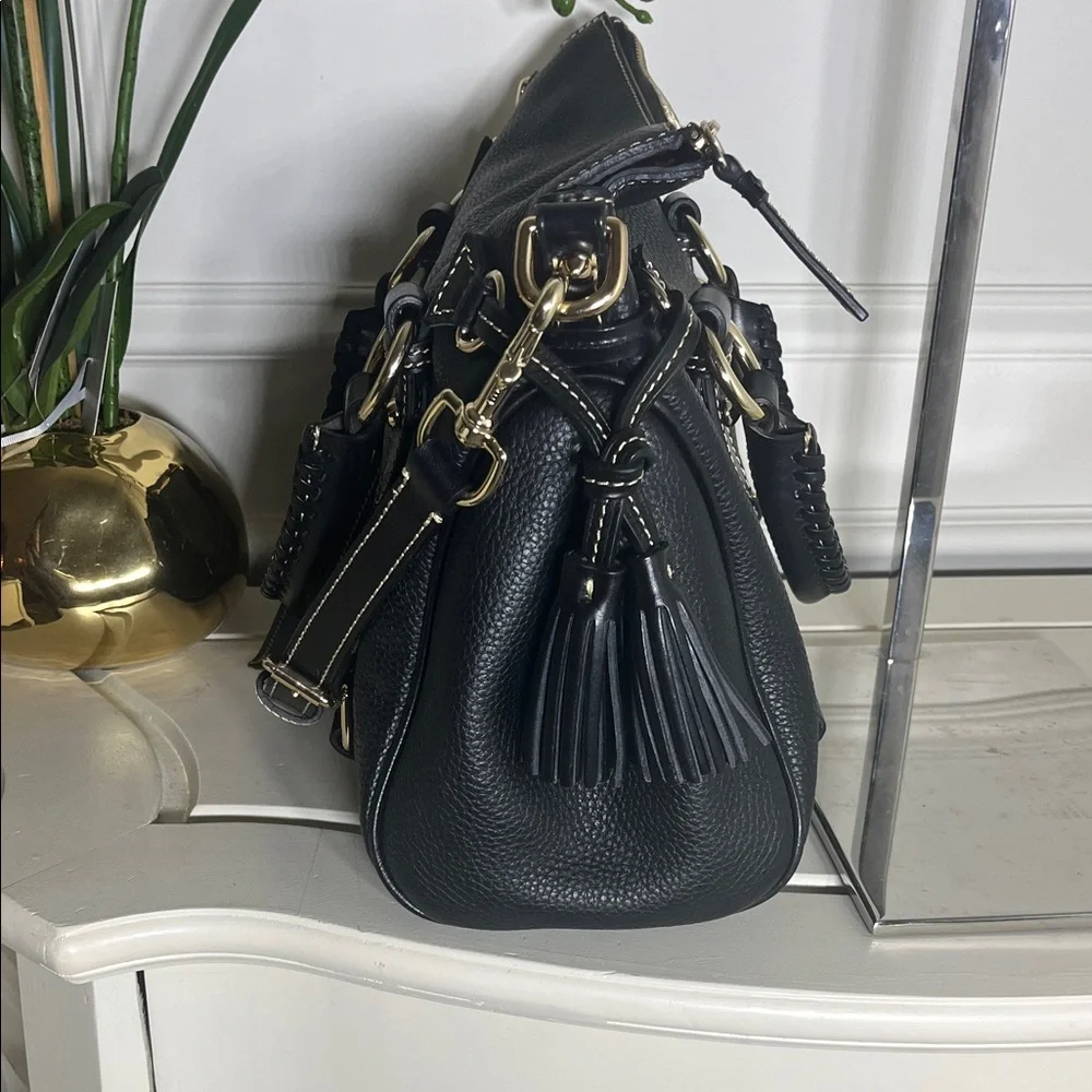 Dooney & Bourke Black Satchel with Gold Accents - Picture 3 of 4